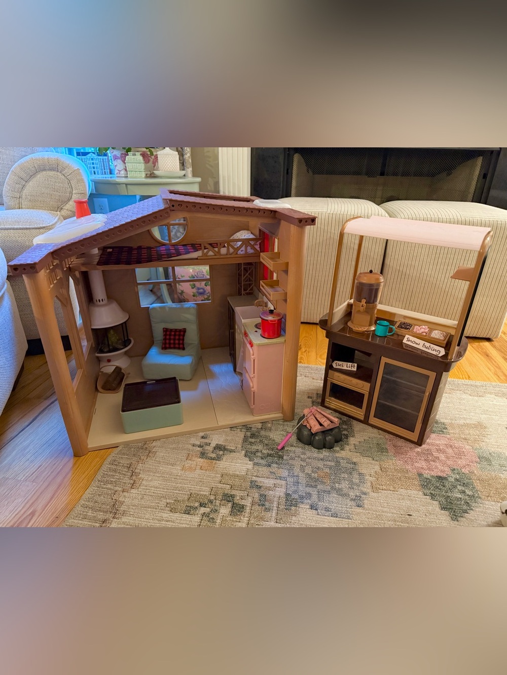 Our Generation Cozy Cabin Dollhouse AND Hot Chocolate Stand